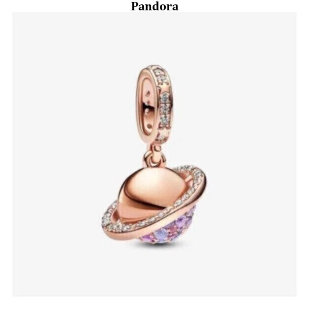 Pandora Planet Saturn Sparkling Dangle Charm